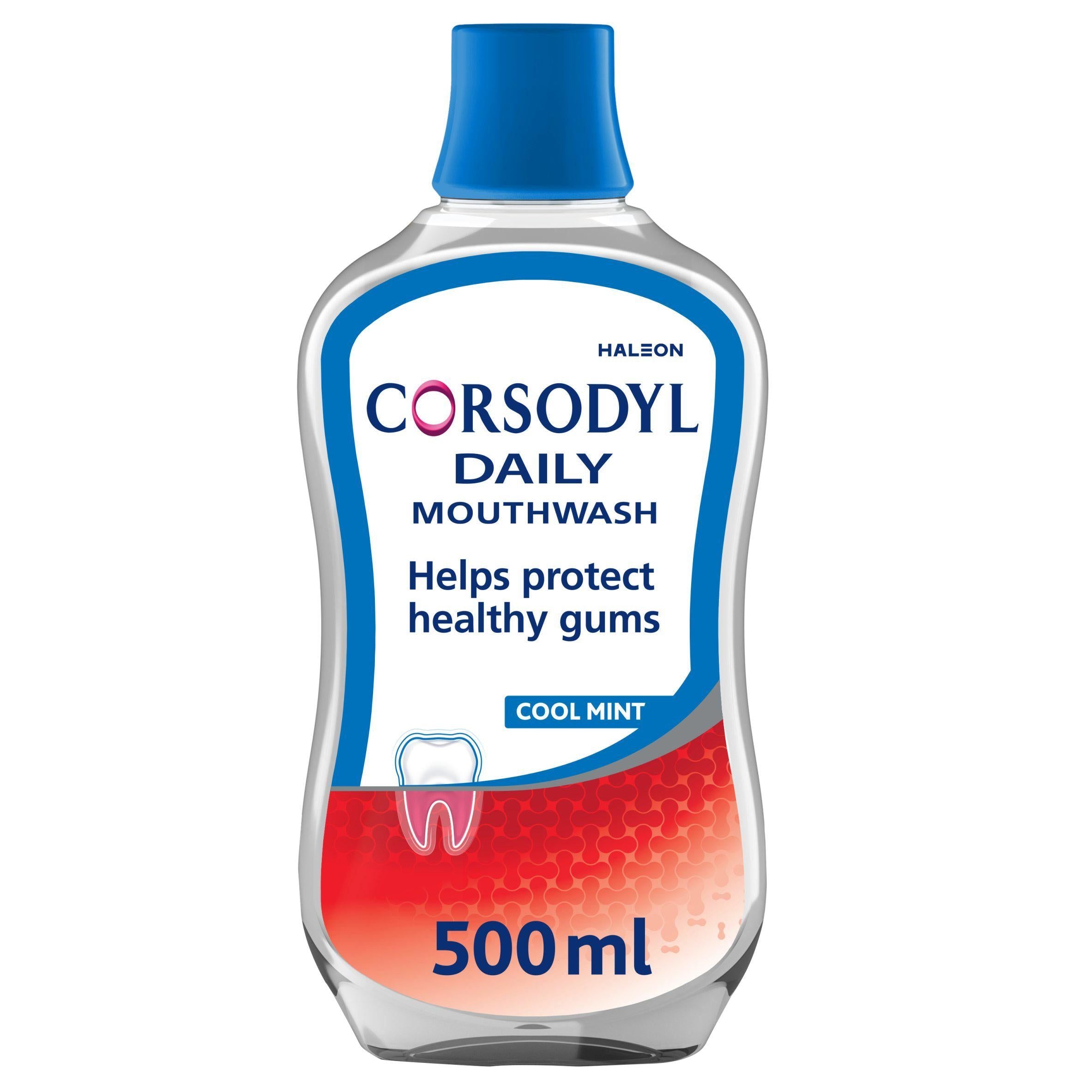 Corsodyl Cool Mint Daily Care Alcohol Free Fluoride Mouthwash 500ml Alcohol free mouthwash Sainsburys   