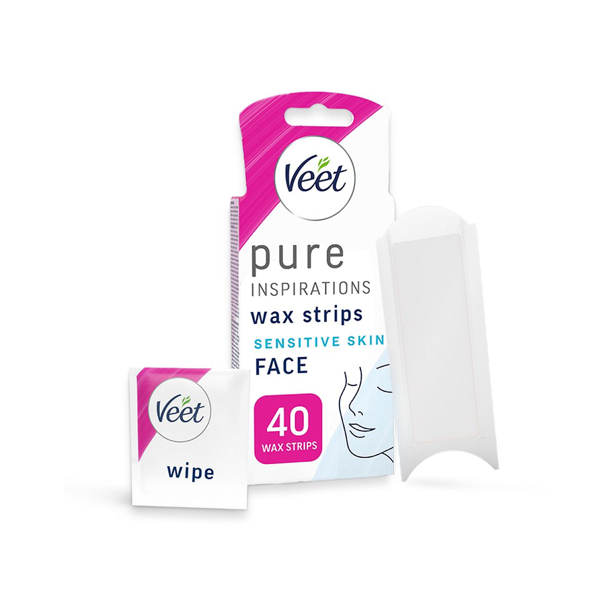 Veet Pure Inspirations Wax Strips For Face Sensitive Skin - 40s GOODS Boots   