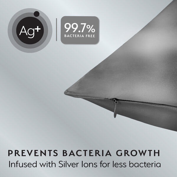 Silver Cloud satin pillowcase charcoal twinpack, UK version