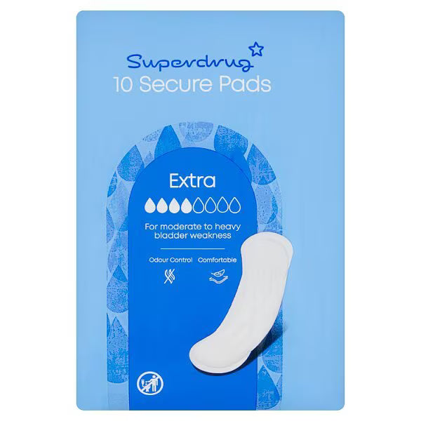 Superdrug Incontinence Pad Extra Secure 10pack (British brand)