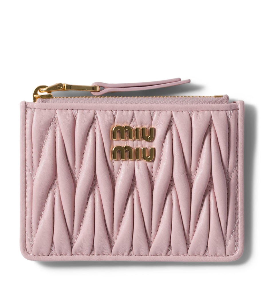 Miu Miu leather matelassé zipped card holder, imported from the UK