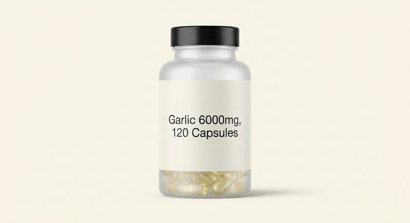 Holland & Barrett garlic capsules 6000mg, imported from the UK
