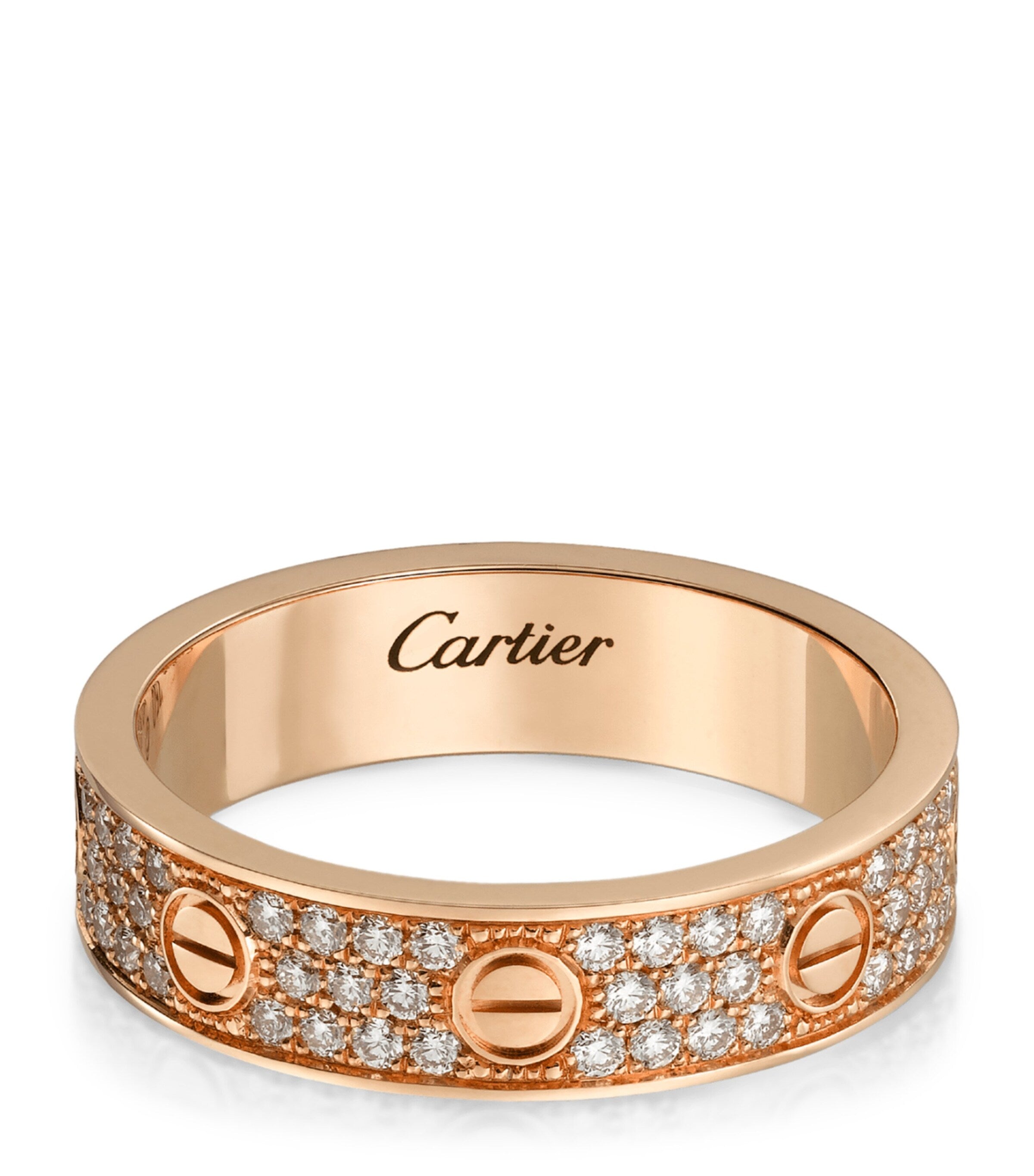 Cartier LOVE wedding band rose gold diamond pave (British brand)