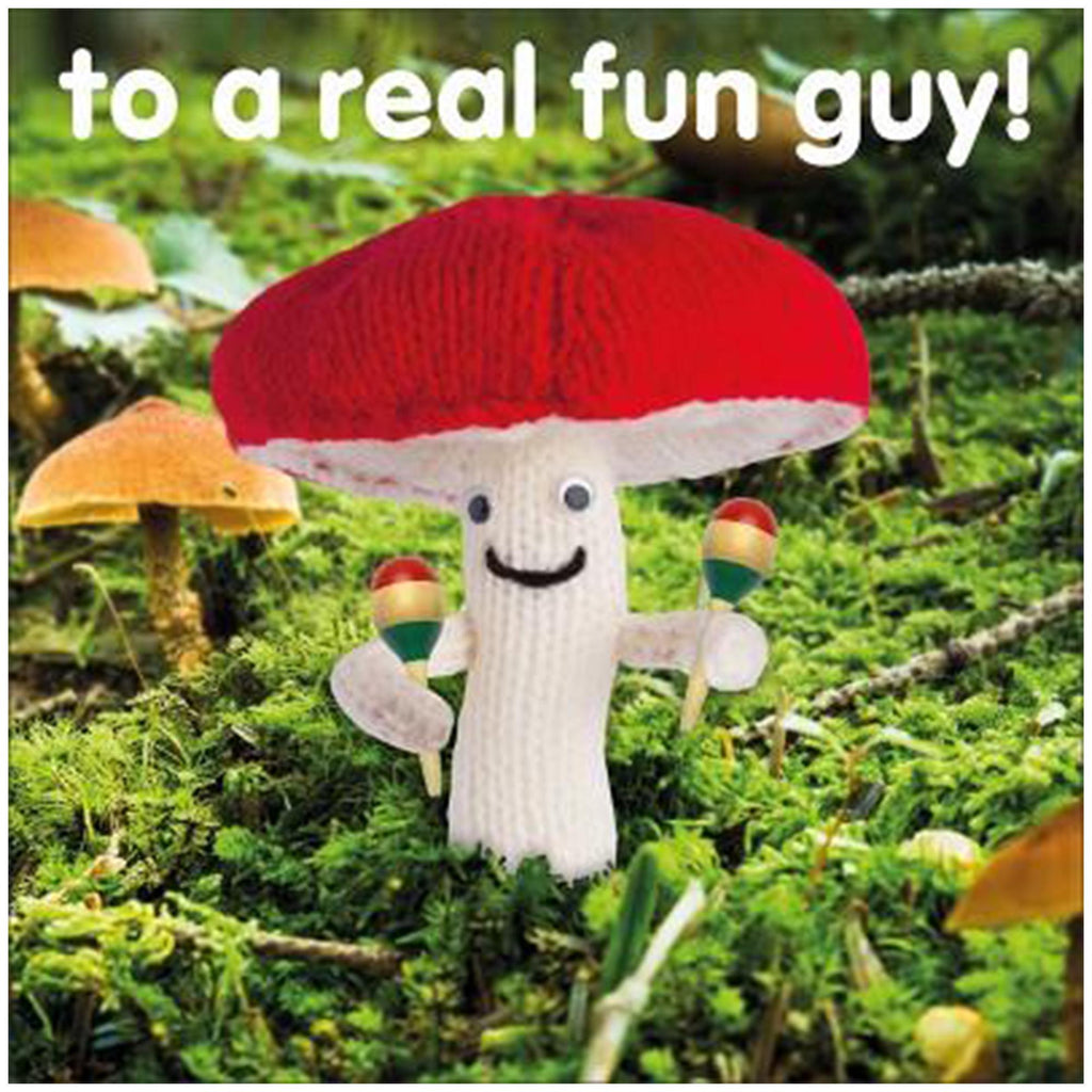 Mint Happy Birthday Card Fun Guy Knitted Mushroom Greeting Card