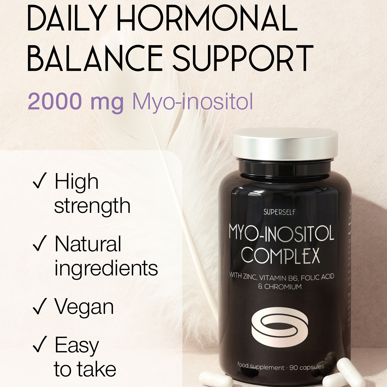 SuperSelf Myo-Inositol Complex 2000mg 90 vegan capsules, UK version