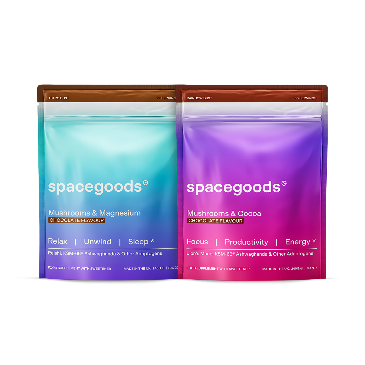 Spacegoods Ultimate Focus & Sleep Bundle 2x240g - British product