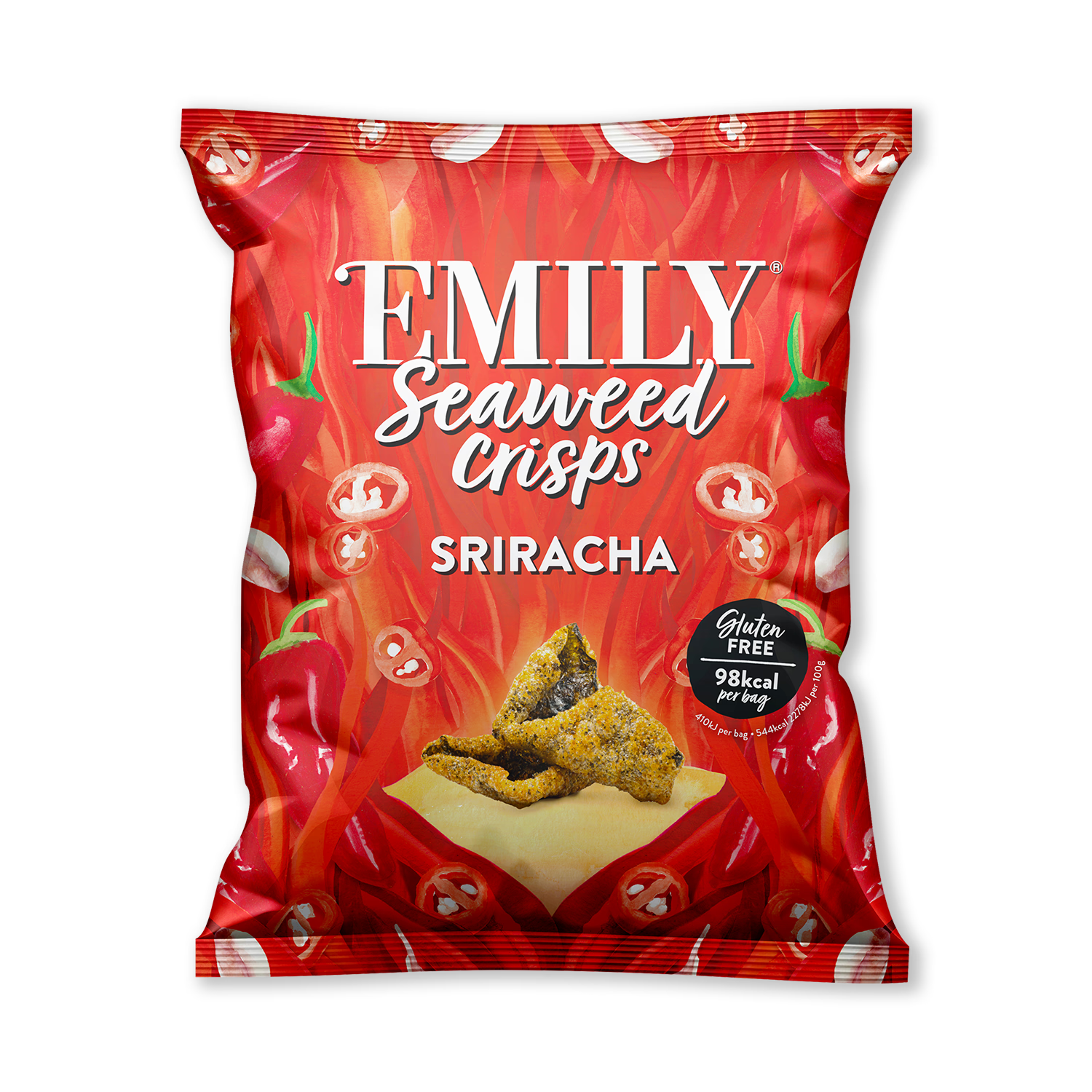 Emily sriracha seaweed crisps 18g (British brand)