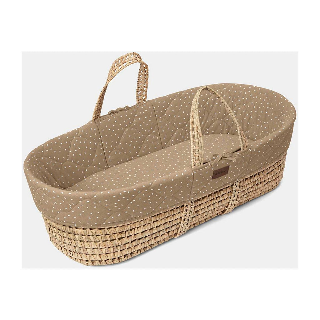 The Little Green Sheep Natural Quilted Moses Basket & Mattress - Truffle Rice