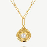MUCHV pearl coin necklace 18k gold plated - British product