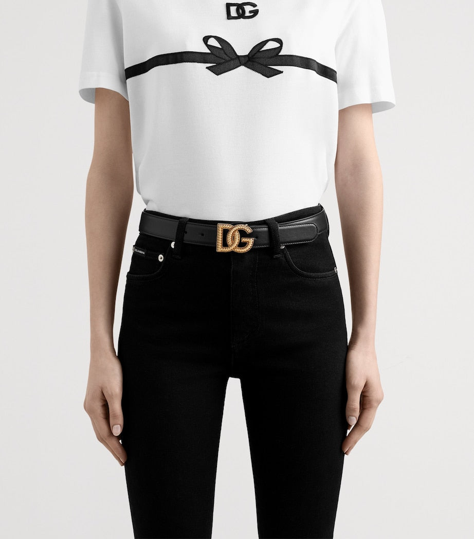 Dolce&Gabbana calfskin logo belt 3cm, imported from the UK