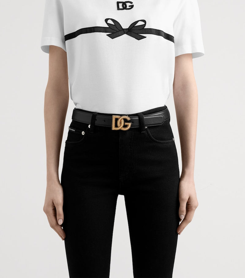 Dolce&Gabbana calfskin logo belt 3cm, imported from the UK