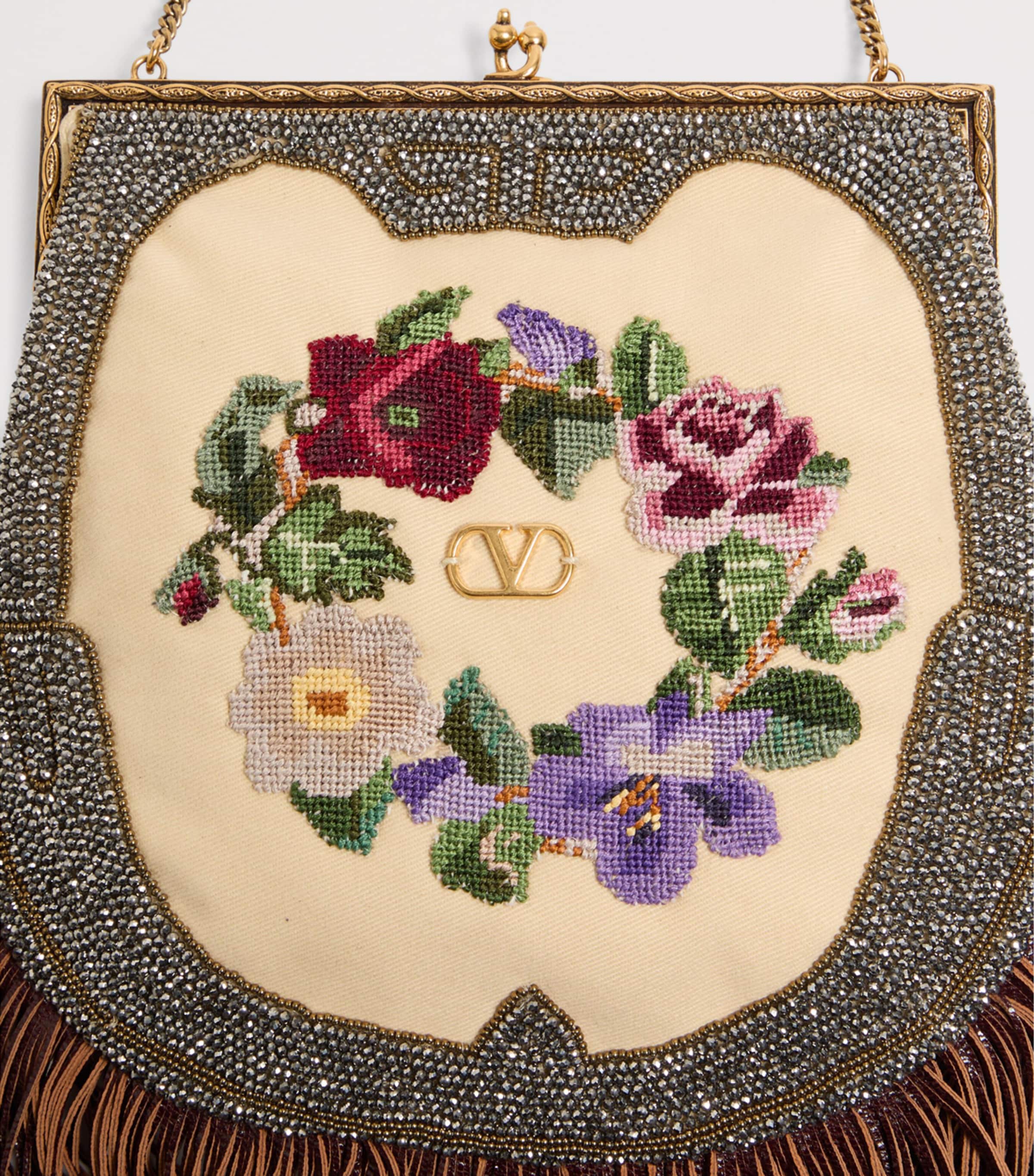 Valentino Garavani embellished floral shoulder bag - British product