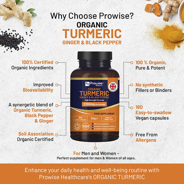 Prowise Organic Turmeric 2280mg Black Pepper & Ginger x 180 GOODS Superdrug   