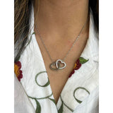 SVNX silver double heart link necklace 40+5cm, UK version