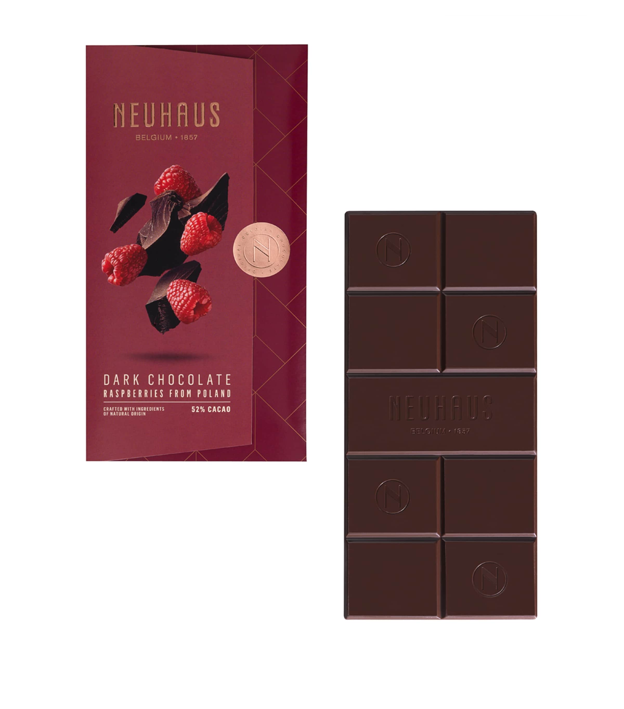 Neuhaus dark chocolate bar with raspberries 100g, imported from the UK