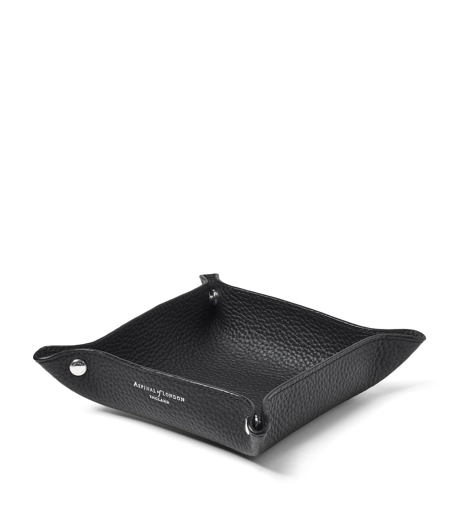 Aspinal Of London medium grained leather tidy tray 13cm x 13cm - British product