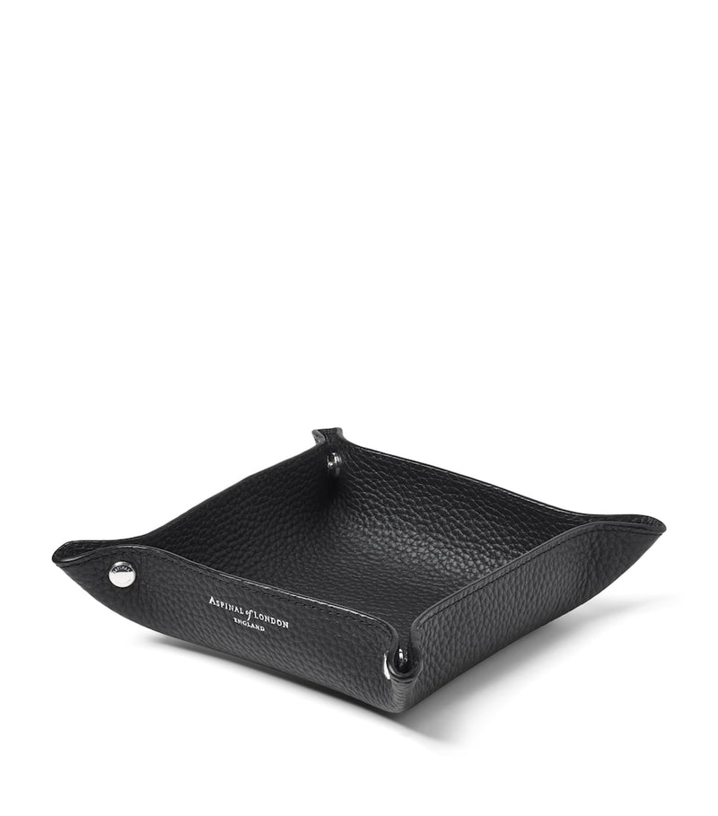 Aspinal Of London medium grained leather tidy tray 13cm x 13cm - British product