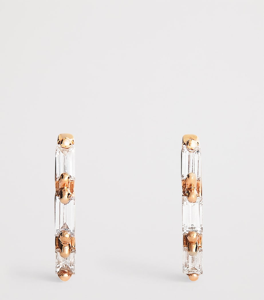 Suzanne Kalan rose gold diamond triple huggie earrings, UK version