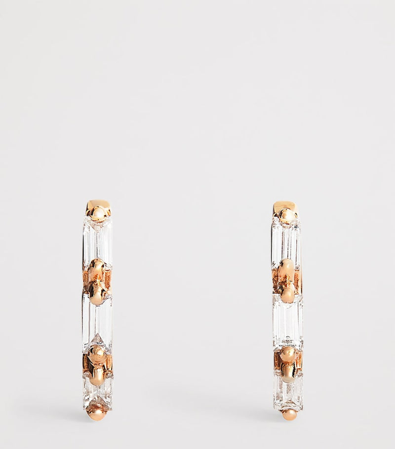 Suzanne Kalan rose gold diamond triple huggie earrings, UK version