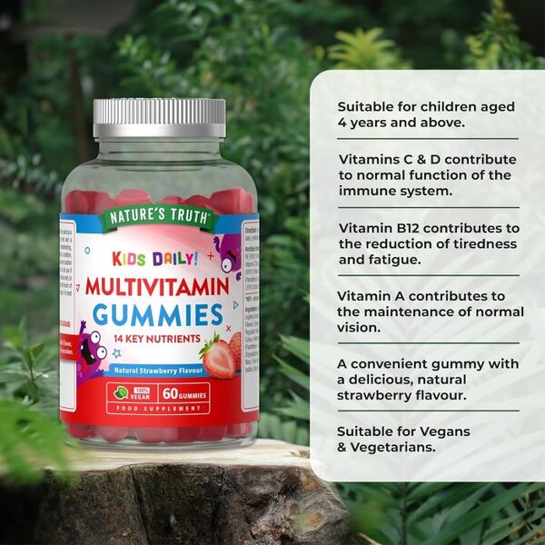 Nature's Truth kids multivitamin strawberry gummies 60 count (British brand)