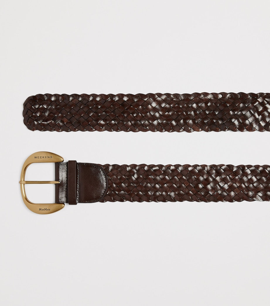 Weekend Max Mara woven leather belt with gold buckle - British product
