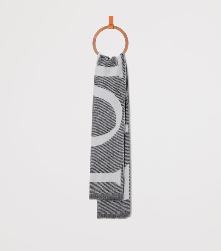 LOEWE cashmere-wool scarf with jacquard logo 165x39cm, UK version