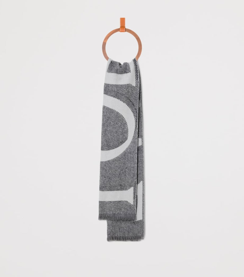 LOEWE cashmere-wool scarf with jacquard logo 165x39cm, UK version