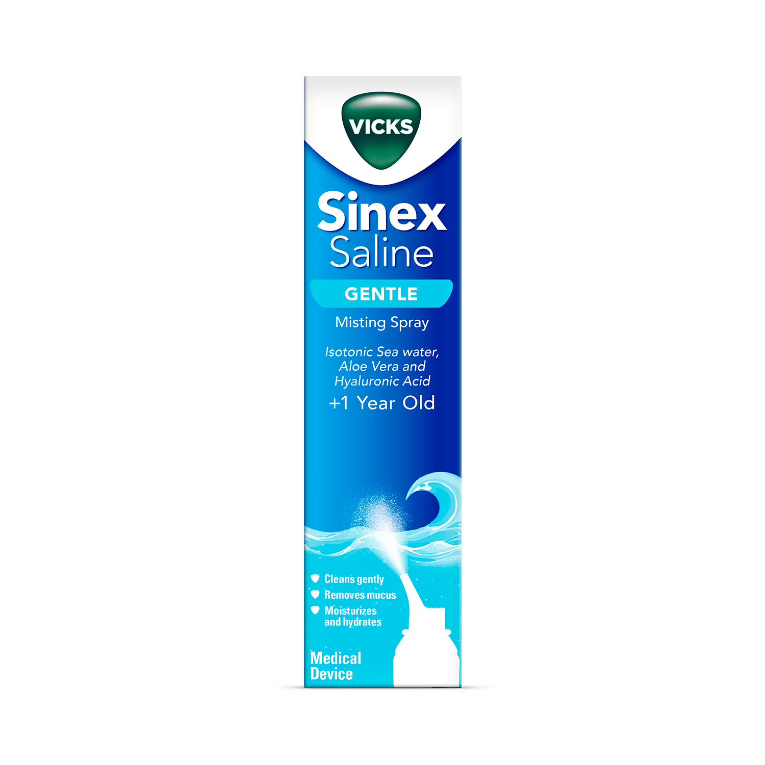 Vicks Sinex Saline Gentle 120ml nasal spray, UK version