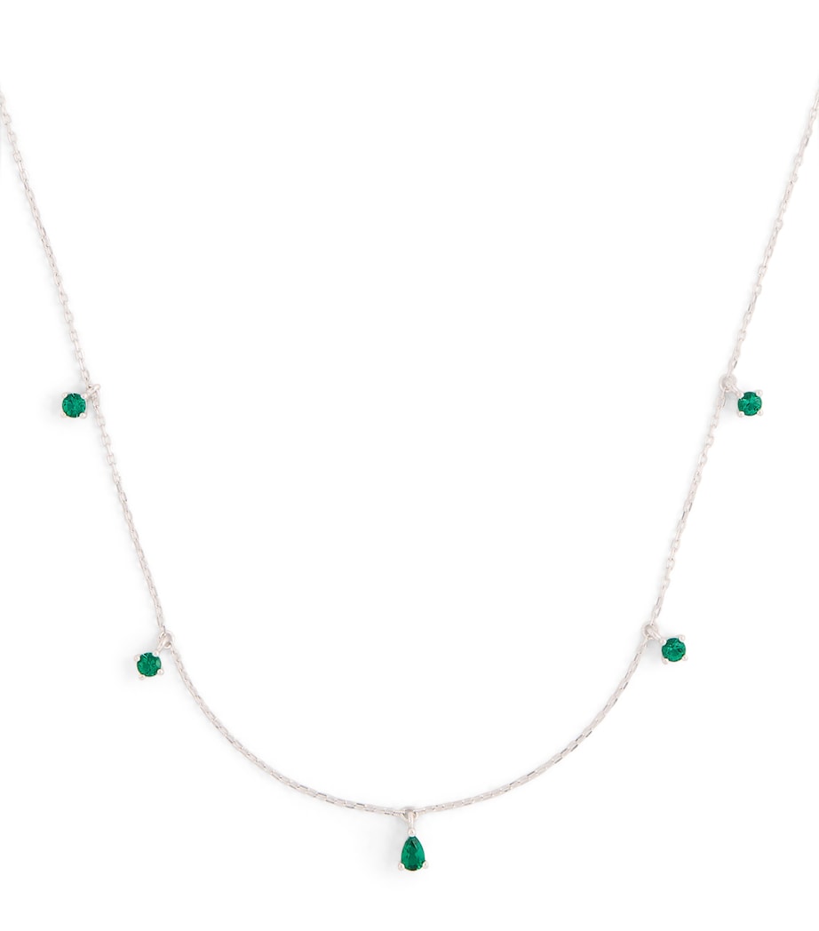 Astrid & Miyu white gold emerald charm necklace 39cm - British product