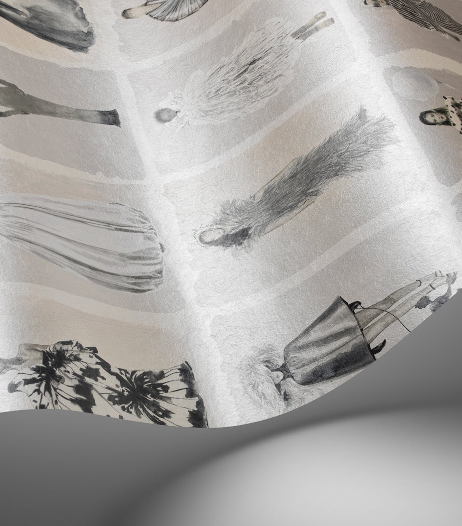 Cole & Son Couture Carousel wallpaper Monochrome Pearl, imported from the UK
