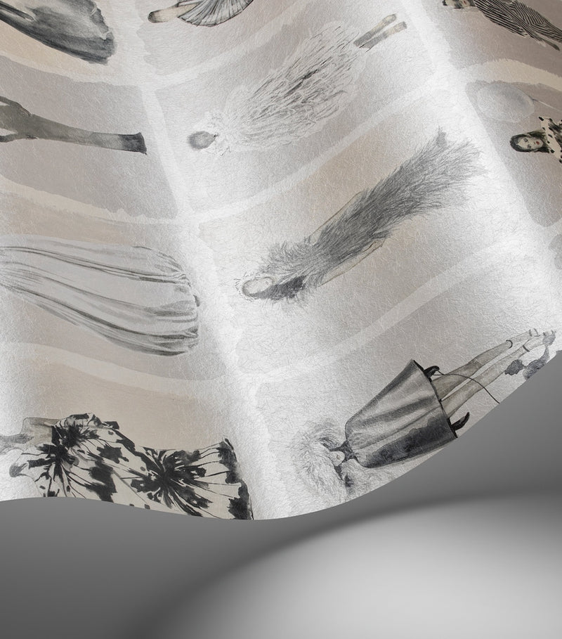 Cole & Son Couture Carousel wallpaper Monochrome Pearl, imported from the UK