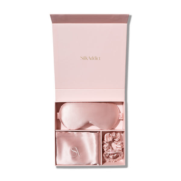 Silk Addict mulberry silk gift set pale pink - British product