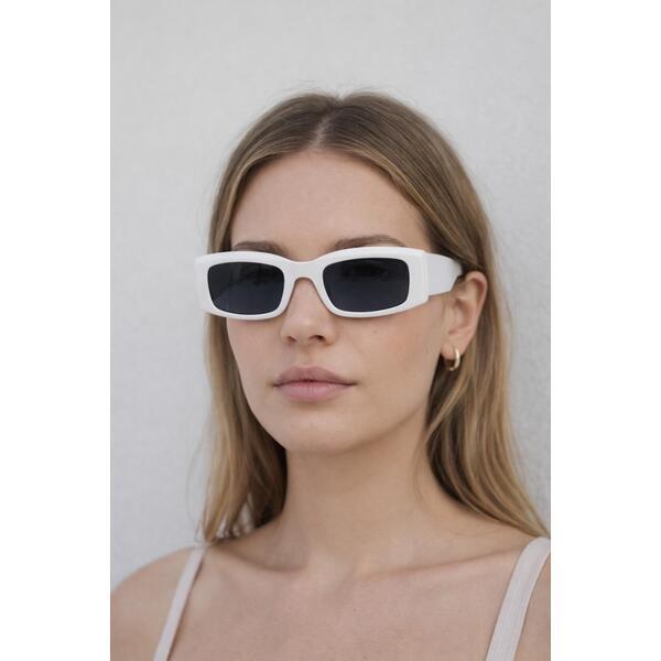 SVNX chunky rectangle sunglasses white frame black lens (British brand)