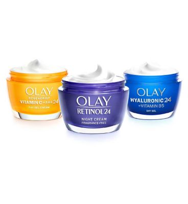 Olay Besties with Hyaluronic Acid + Vitamin B5 & Vitamin C Day Moisturiser and Retinol Night Moisturiser Bundle