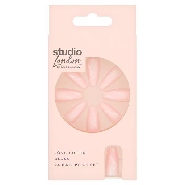 Superdrug Studio False Nails Pink Marble 24pc (British brand)