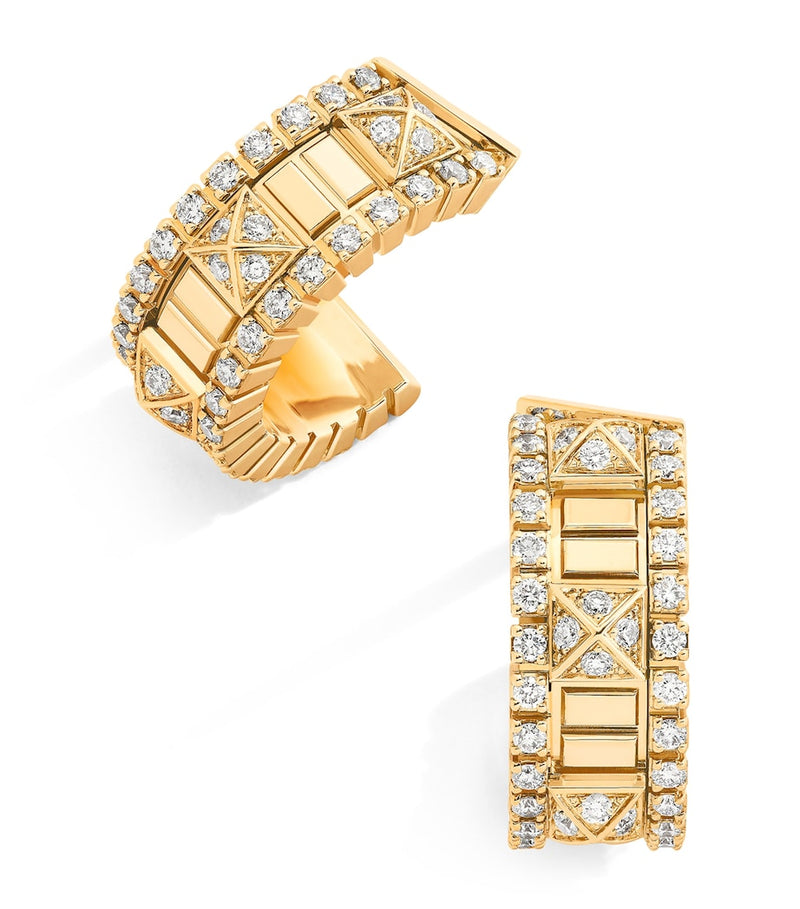 MARLI New York mini yellow gold diamond hoop earrings (British brand)