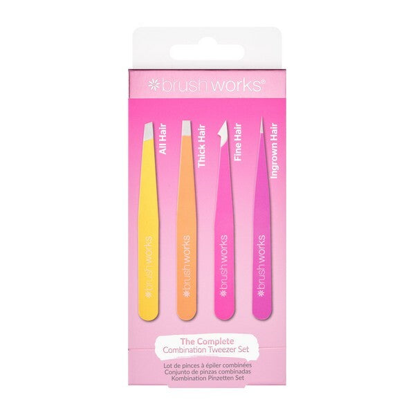 Brushworks 4 Piece Combination Tweezer Set - Brights