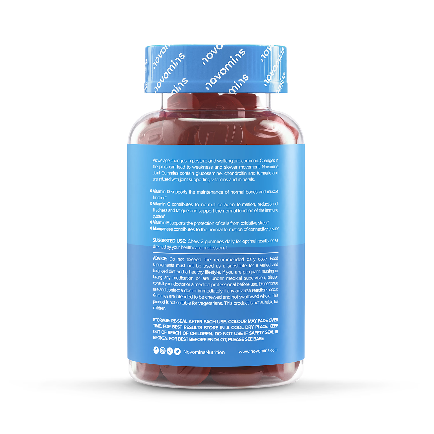 Novomins Joint Raspberry Flavoured Gummies 60 Gummies, imported from the UK