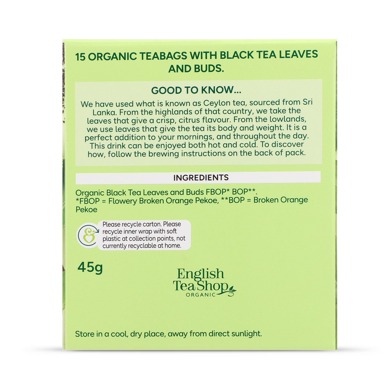 Holland & Barrett English Breakfast tea 15 tea bags, UK version