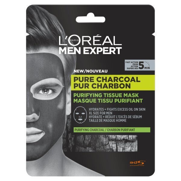 L'Oreal Men Expert Mens Charcoal Tissue Face Sheet Mask x1 GOODS Superdrug   