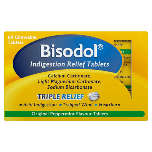 Bisodol Original Peppermint Flavour Chewable Tablets x60 GOODS Sainsburys   