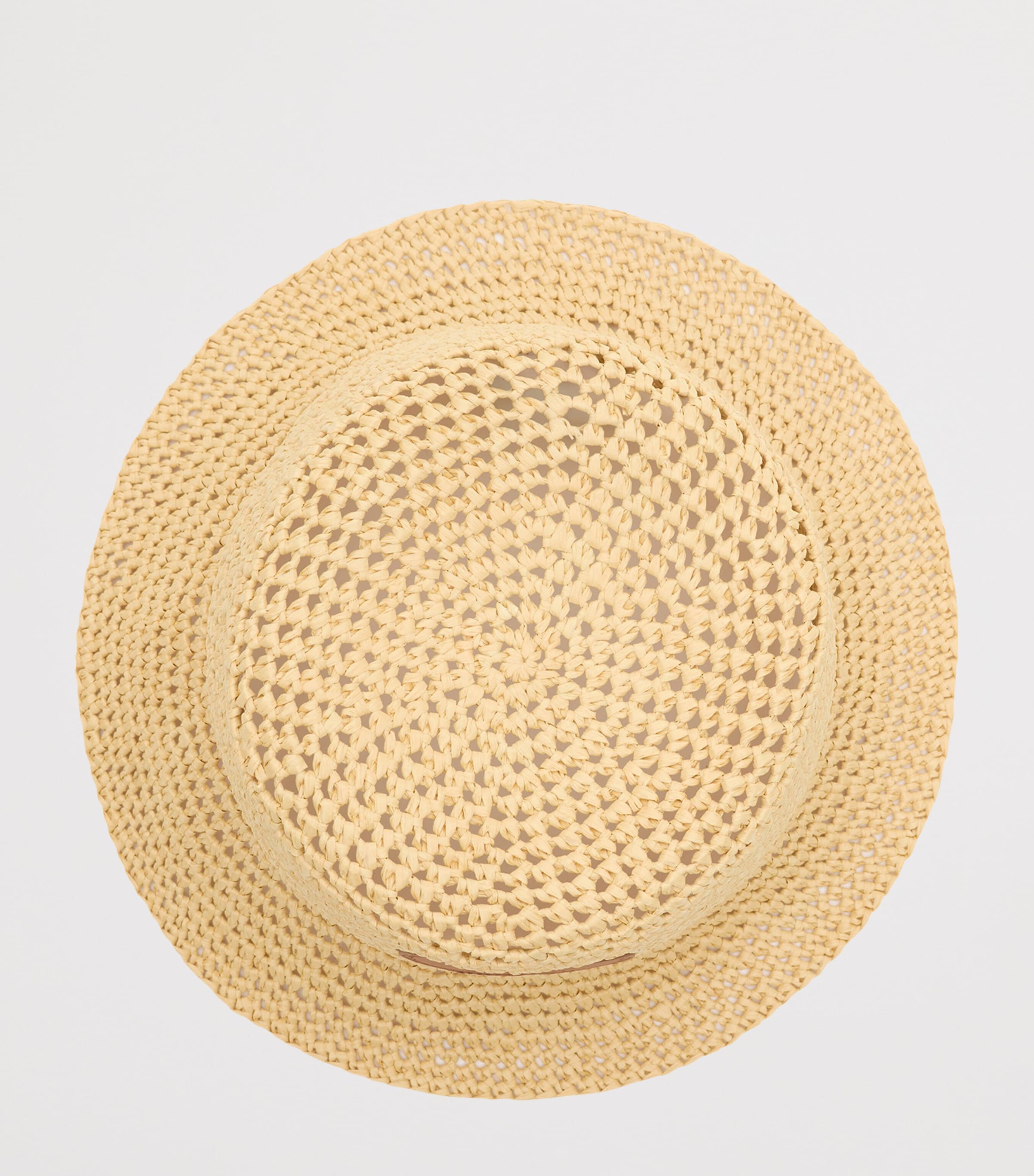 Burberry raffia-effect bucket hat with Knight Stamp, imported from the UK