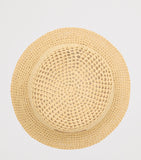 Burberry raffia-effect bucket hat with Knight Stamp, imported from the UK