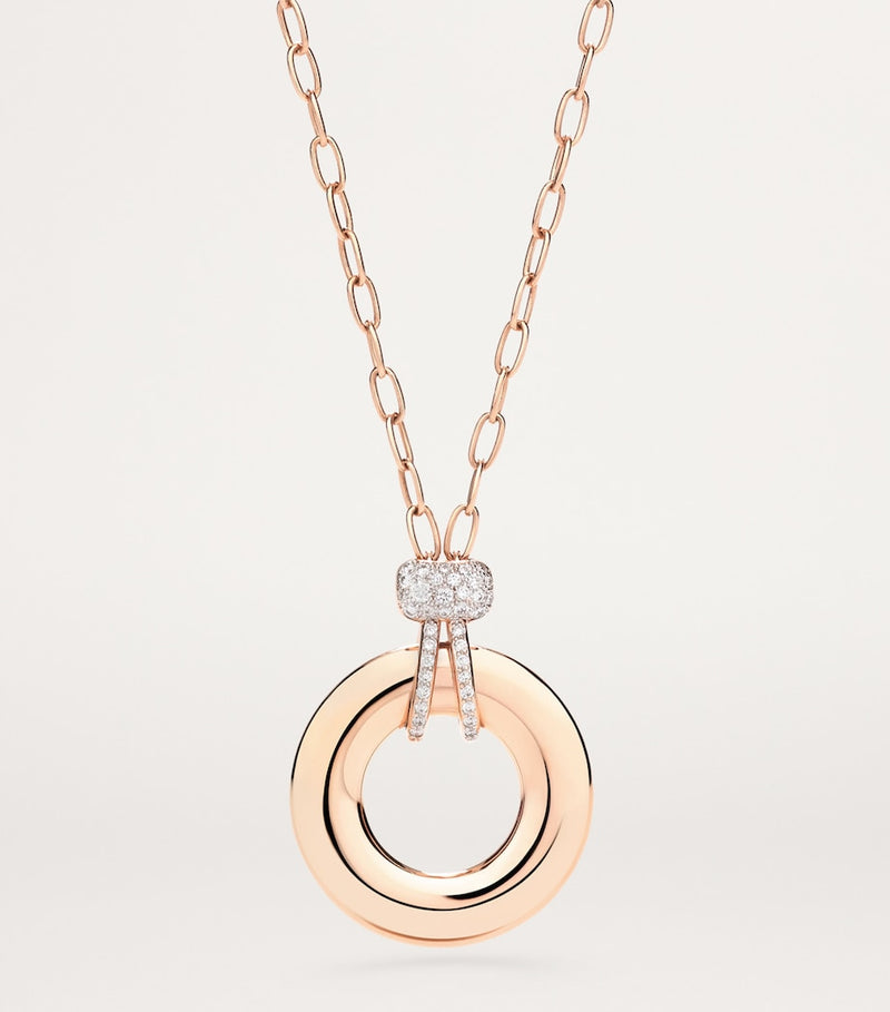 Pomellato Iconica rose gold diamond pendant necklace in 18kt gold, imported from the UK