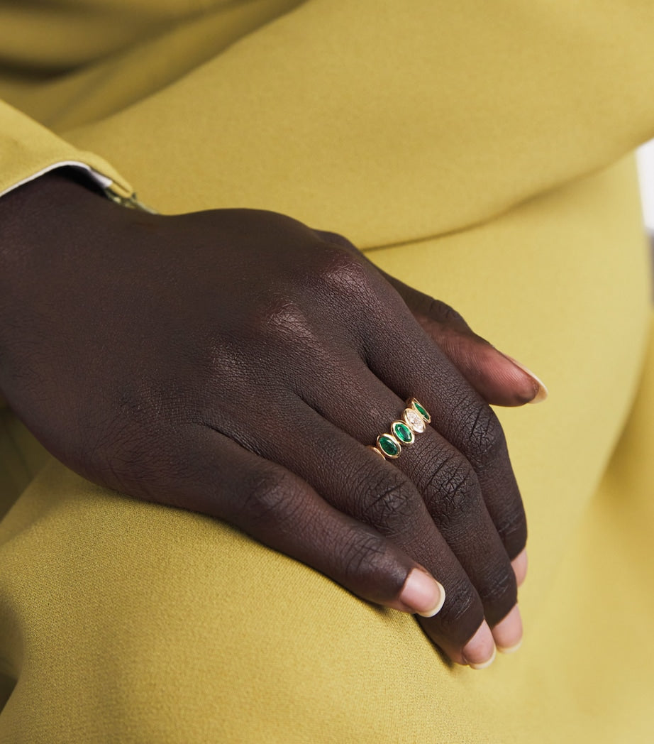 SHAY yellow gold diamond and emerald eternity ring (British brand)