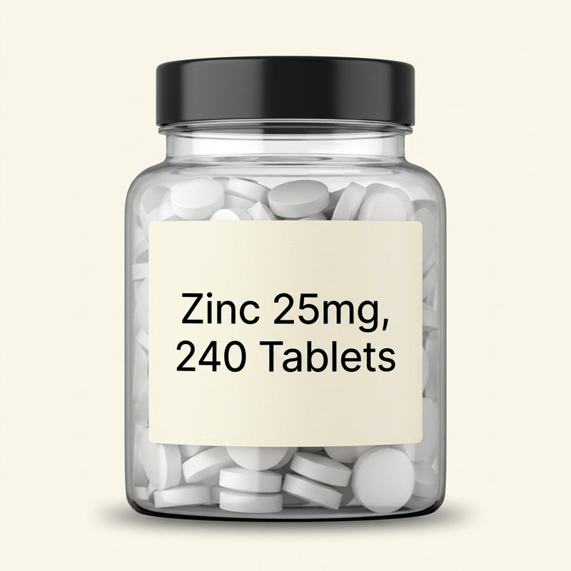 Holland & Barrett zinc 25mg tablets 240 count, imported from the UK