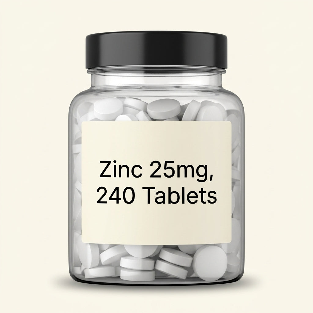 Holland & Barrett zinc 25mg tablets 240 count, imported from the UK