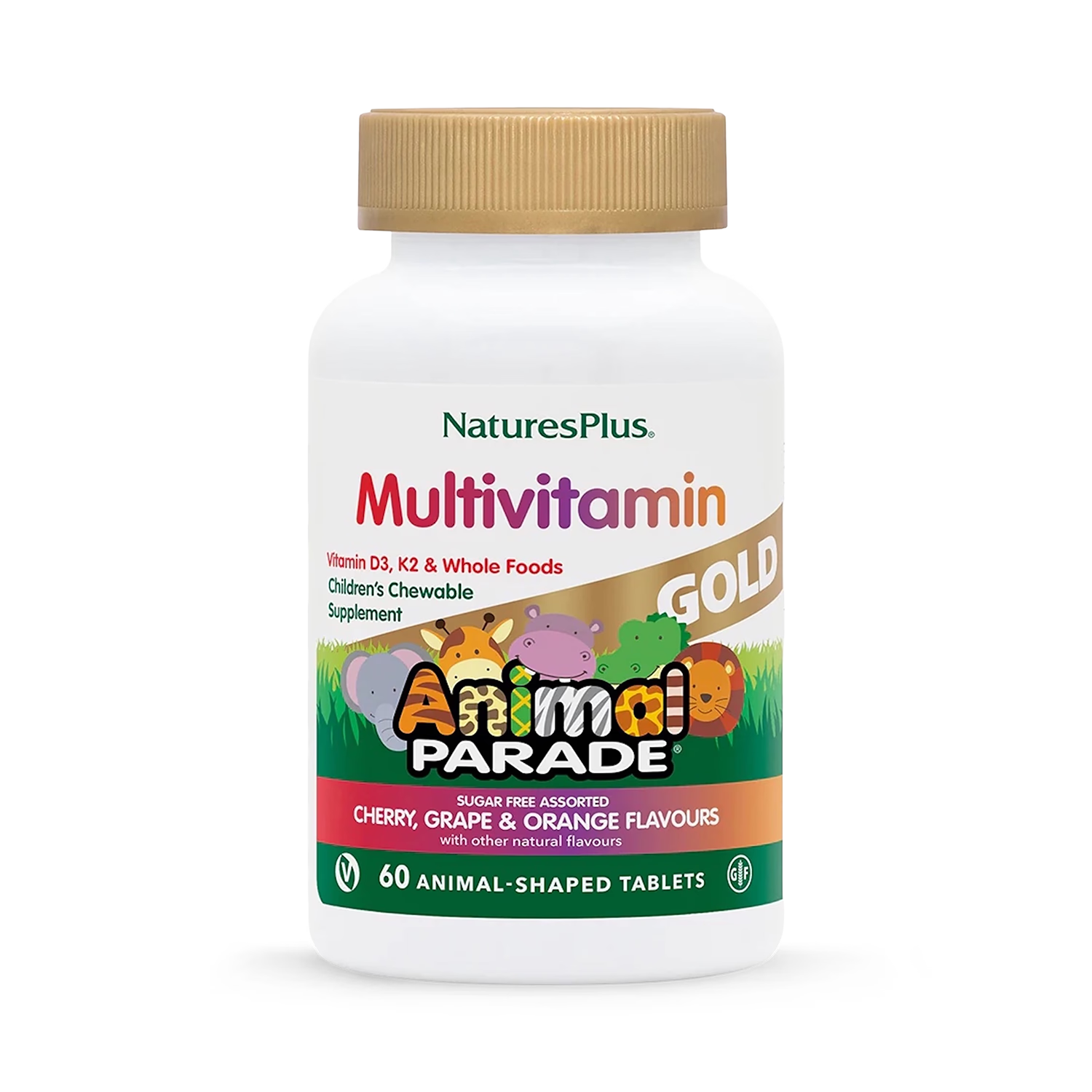 NaturesPlus Animal Parade GOLD children's multivitamin chewables 60 count, UK version