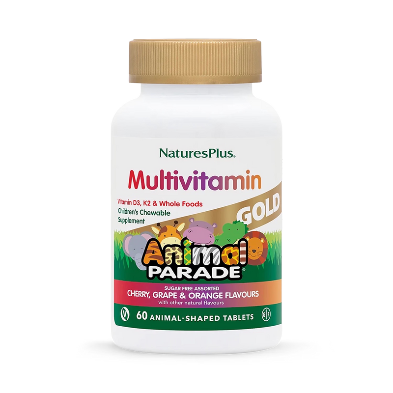 NaturesPlus Animal Parade GOLD children's multivitamin chewables 60 count, UK version
