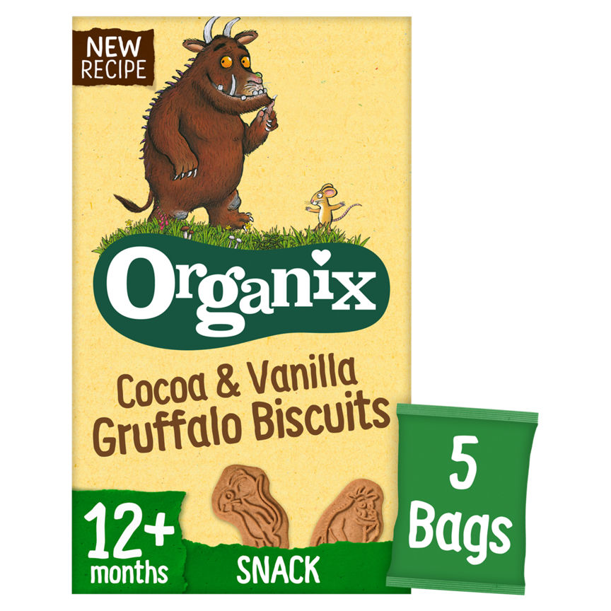 Organix Gruffalo Biscuits Organic Cocoa & Vanilla Toddler Snacks Multipack Baby Food ASDA   